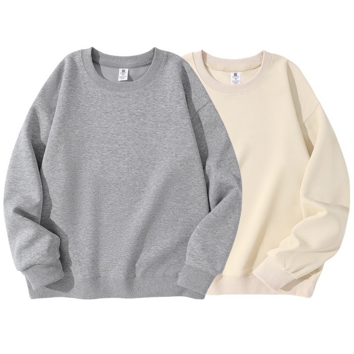 1+1 남자 맨투맨 긴팔티 데일리 오버핏 무지 면질 맨투맨 2장 세트 남녀공용 Sevenmoon