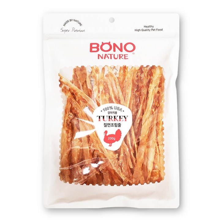 보노네이처 국내산 칠면조힘줄 오래먹는 대용량 수제간식 터키츄, 칠면조힘줄 터키츄, 200g, 1개