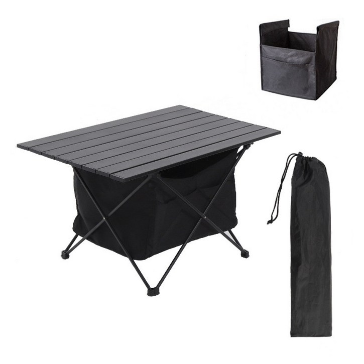 알루미늄 경량 휴대용 접이식 캠핑 롤테이블 + 수납백 + 가방, 블랙 10