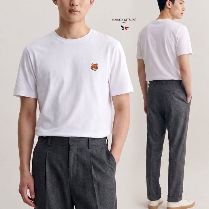 메종키츠네 FOX HEAD 레귤러핏 크루넥 반팔티 PM00107KJ7026 P100