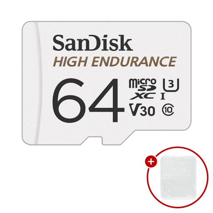 샌디스크 마이크로SD카드 High Endurance 하이엔듀런스 SDSQQNR + SD카드 케이스 패키지, 1개, 64GB
