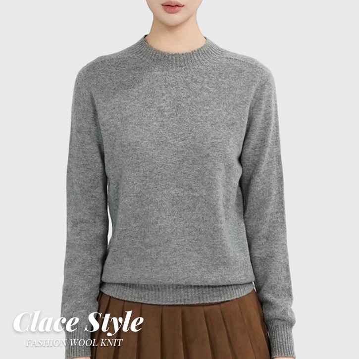 클레이스 울100% 캐시미어 친환경 체온조절 베이직 니트 스웨터