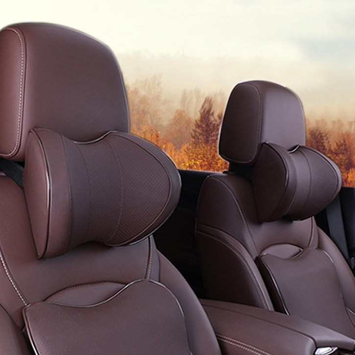 벤비아 차량용 가죽 목쿠션 3D 메모리폼 2개 세트 부드러운 감촉 자동차 장거리 여행 00376