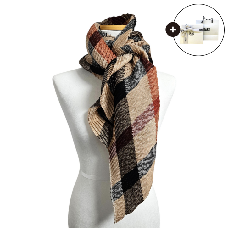 백화점 선물포장 닥스 플리츠 롱 스카프 울 머플러 체크