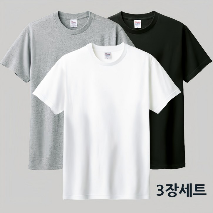 완티 111 남녀공용 17수 라운드 반팔 면티 3장