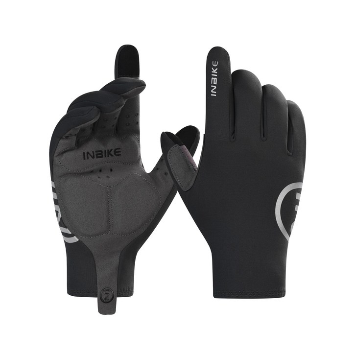 INBIKE 자전거 장갑 겨울용 2핑거 터치스크린 방풍 보온 통기성 미끄럼 방지 러닝 사이클링 스키 레저용