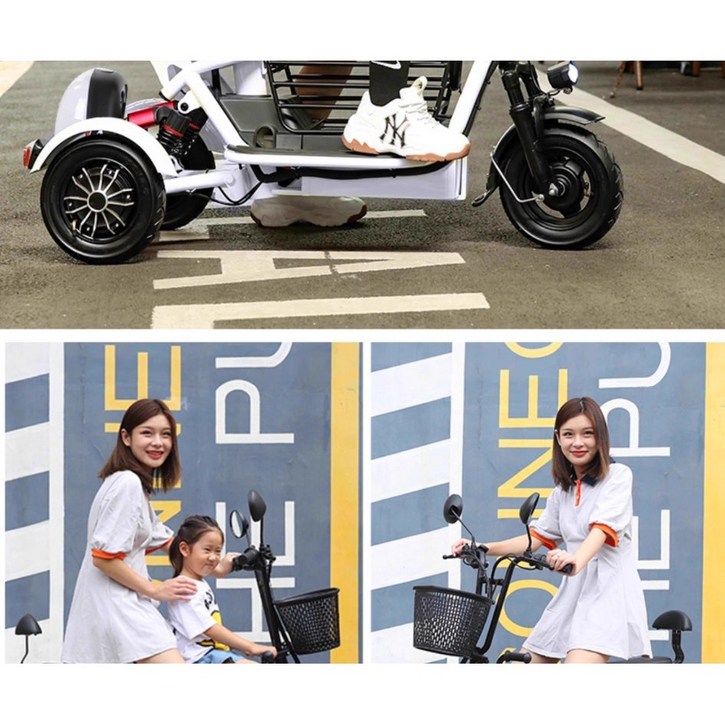 이지라이더(E-Z Rider) 3인용 전동스쿠터 세발 전기자전거 여성 도심 출퇴근 배터리분리충전 완제품출고 접이식스쿠터, 핑크, 1개, 2인승/48V/400W/11A