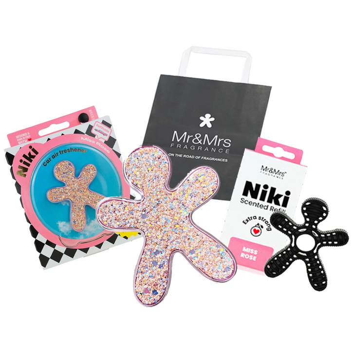 미스터앤미세스 차량용방향제 니키 패션 선물SET 쇼핑백증정, 1세트, 니키본품 패션 블랙티