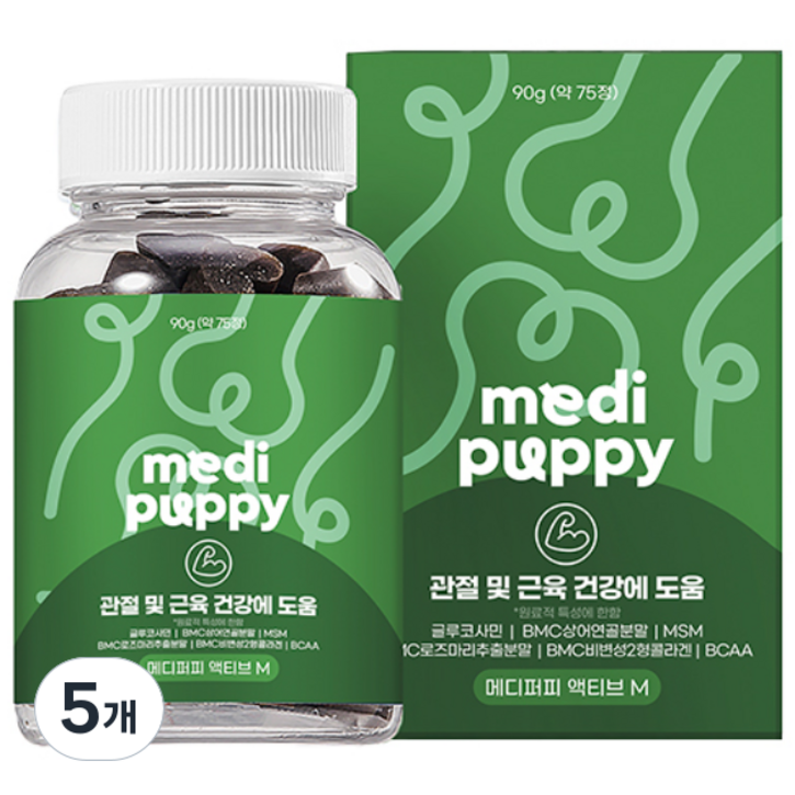 메디퍼피 리포좀 관절 근육 강화 영양제 강아지 글루코사민 노령견 노견 슬개골 다리떨림, 5개, 관절, 90g