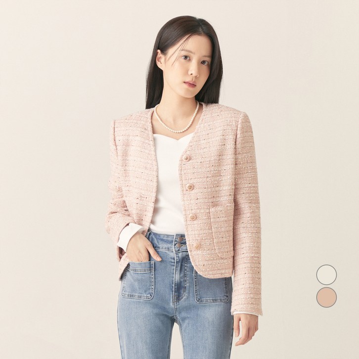 로엠 여성용 브이넥 부클 자켓