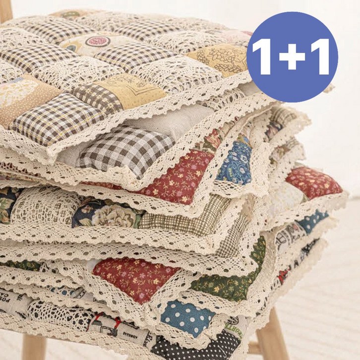 루나뷰링 11 끈달린 식탁 의자 면 방석 쿠션 논슬립 프릴 2p