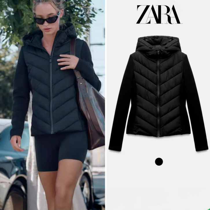 Zara 자라 여성 스플라이싱 후드 코튼 자켓 8073205