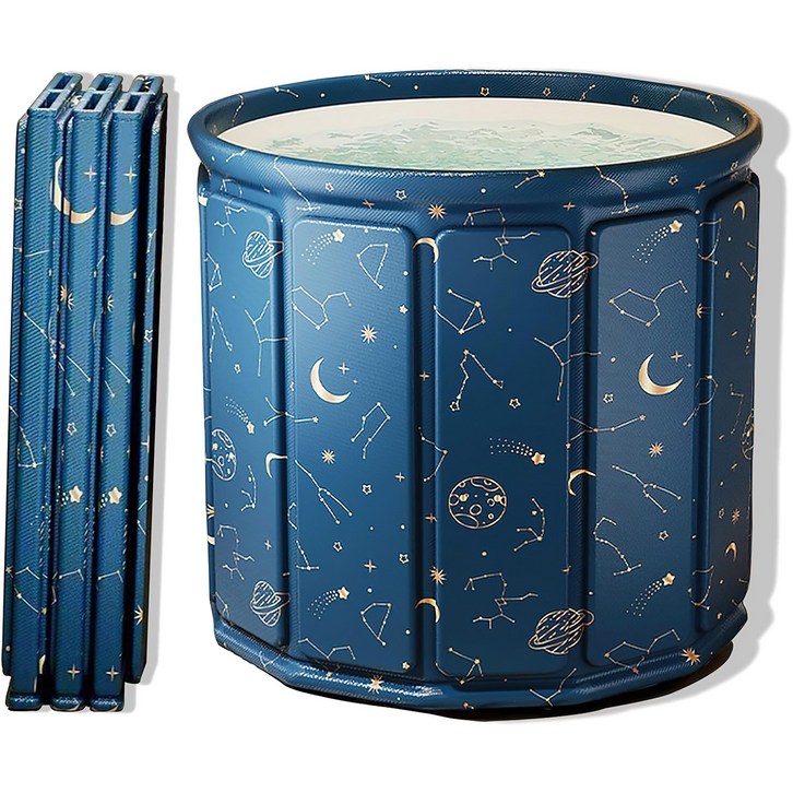 욕조 무조립 접이식 욕조 가정용 성인 전신 지름 70cm 이동식욕조 반신욕, 파란색, 1개