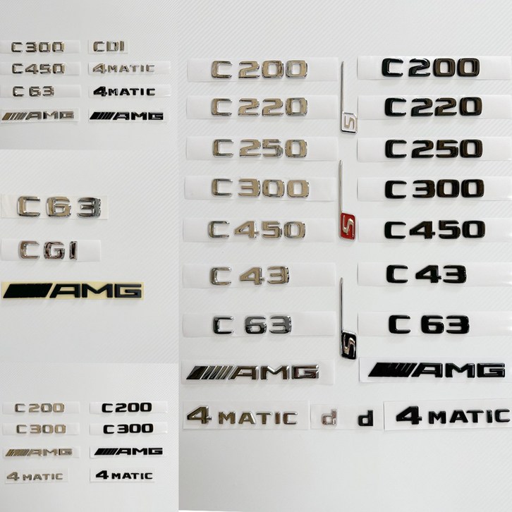 모터스파이 벤츠 C클래스 트렁크 레터링 로고 엠블럼 모음 W204 W205 W206, C200크롬, C타입W206