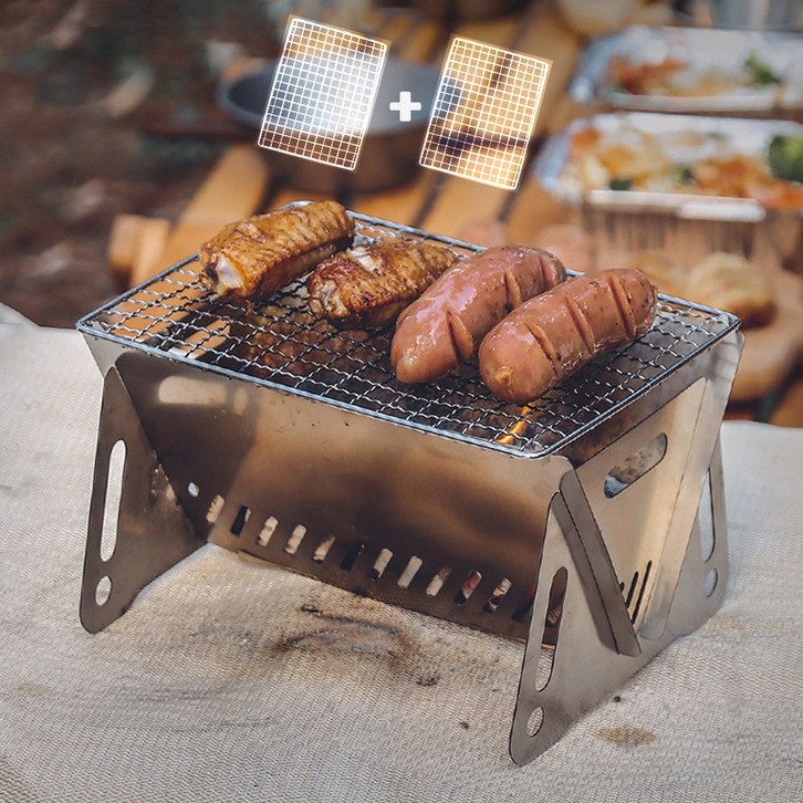 릴스베이 캠핑 미니 스텐 접이식 1인 개인 소형 화로 야외 바베큐 그릴