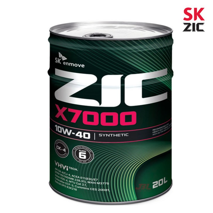 SK엔무브 지크 X7000 10W40 EURO6 20L (대형디젤, CK-4), 20L, 10w40, 1개