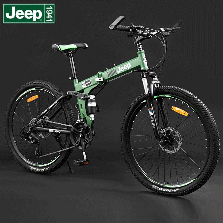 Jeep 지프 자전거 접이식 자전거 산악 자전거 24인치 26인치, 24인치 24단, 카키 - 쇼핑뉴스