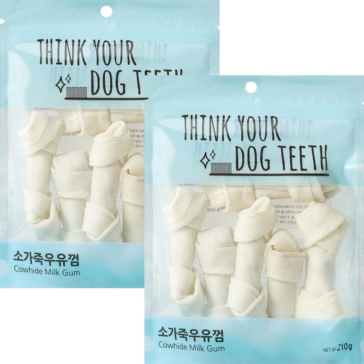 강아지 Think your dog teeth 소가죽우유껌 중형 210g 6p - 쇼핑뉴스