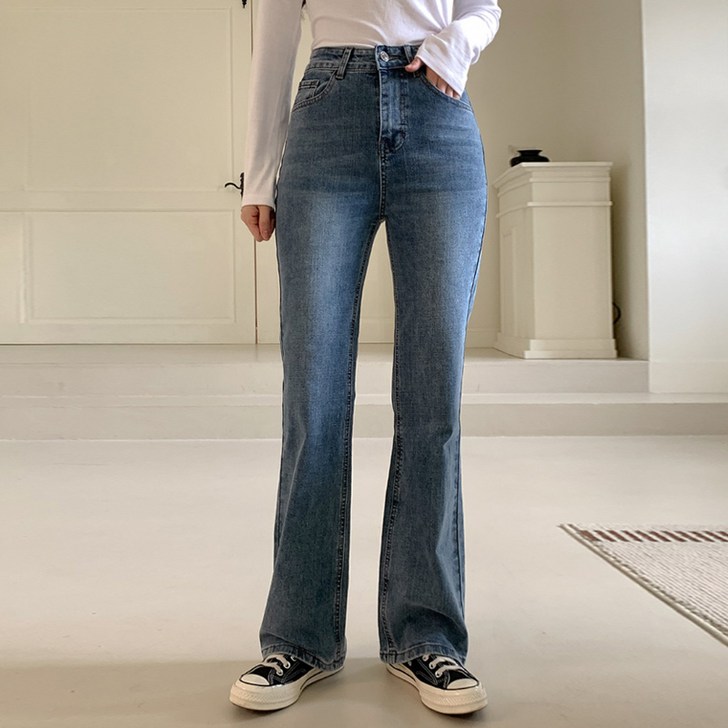 니썸 여성용 롱숏미들 기장 세인트 부츠컷 데님 팬츠