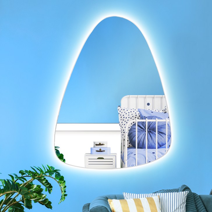 위미러 시그니처 LED 올리비아 화장대 벽걸이 비정형 조명거울, 혼합색상
