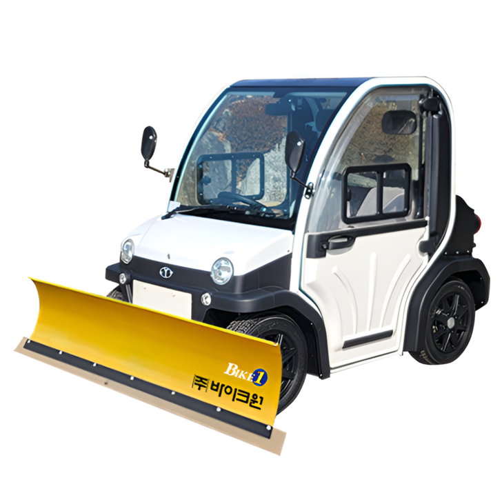 에코미니 현대엔지니어링 다목적 실용형 친환경 전동차 사륜바이크 제설장비 제설바이크 덤프 사발이 다목적차량, 화이트  제설눈삽 150cm 유압 자동, 에코미니