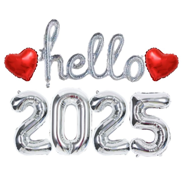 헬로 Hello 2025 새해 풍선세트 신년 파티 용품, 1개
