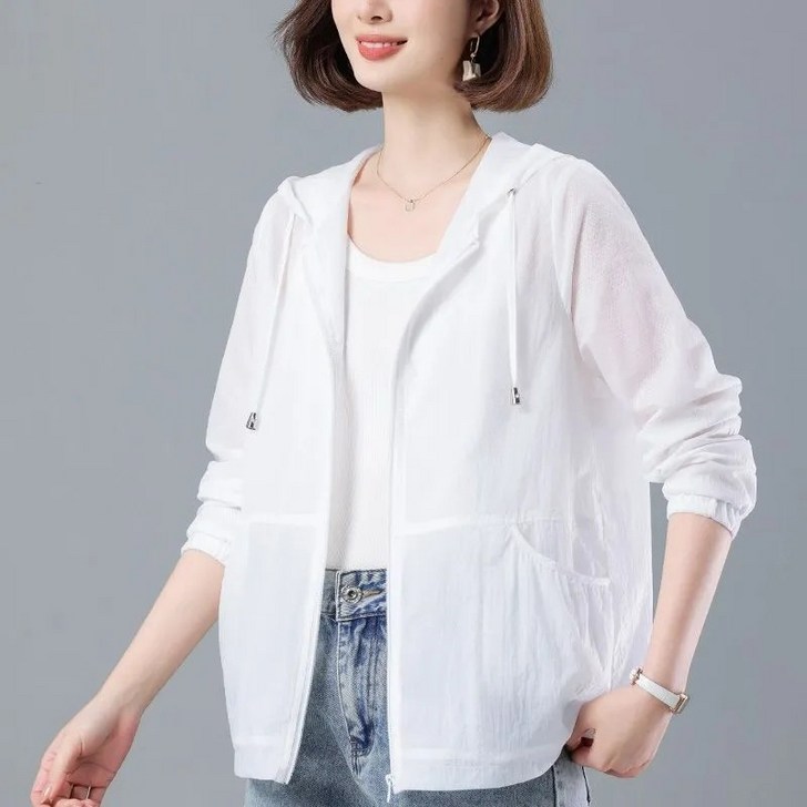 스타일닥터 여성 여름 초경량 바람막이 통기 패션 캐주얼 자외선 차단 빅사이즈 후드점퍼