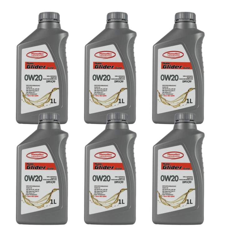 나노렉스 나노글라이더 프리미엄 하이브리드 엔진오일 0W20 1L Nanorex함유, 0w20, 6개, 1L