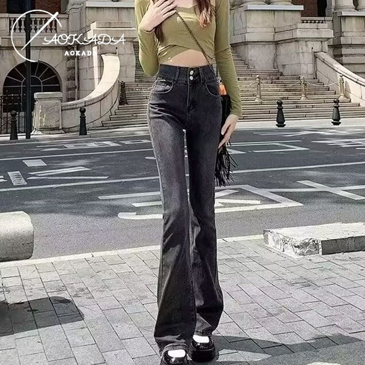 AOKADA 여성 슬림핏 데님 팬츠 히든밴딩 스판좋은 부츠컷 청바지