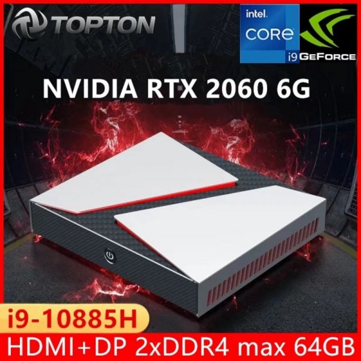 미니데스크탑 스틱pc TOPTON게임용 미니 컴퓨터 Nvidia RTX 2060 6G 인텔 i9 10885H i7 10870H DDR4 NVMe SSD 데스크탑 PC NUC 윈도우