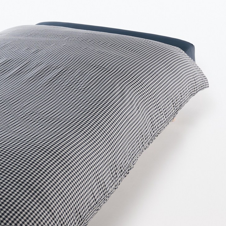 무인양품 건조가 빠른 이불 커버 네이비체크, S