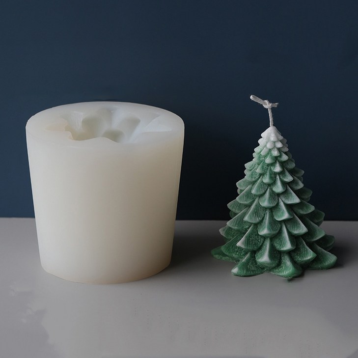 크리스마스 트리 소나무 수제 캔들 실리콘 몰드 디자인 1번, 화이트