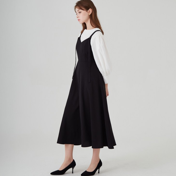 ELLE PARIS 플레어 뷔스티에 레이어드 원피스