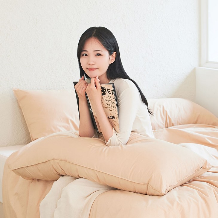 홈랩 기절베개 코튼 빅필로우솜 커버 세트, 베이지