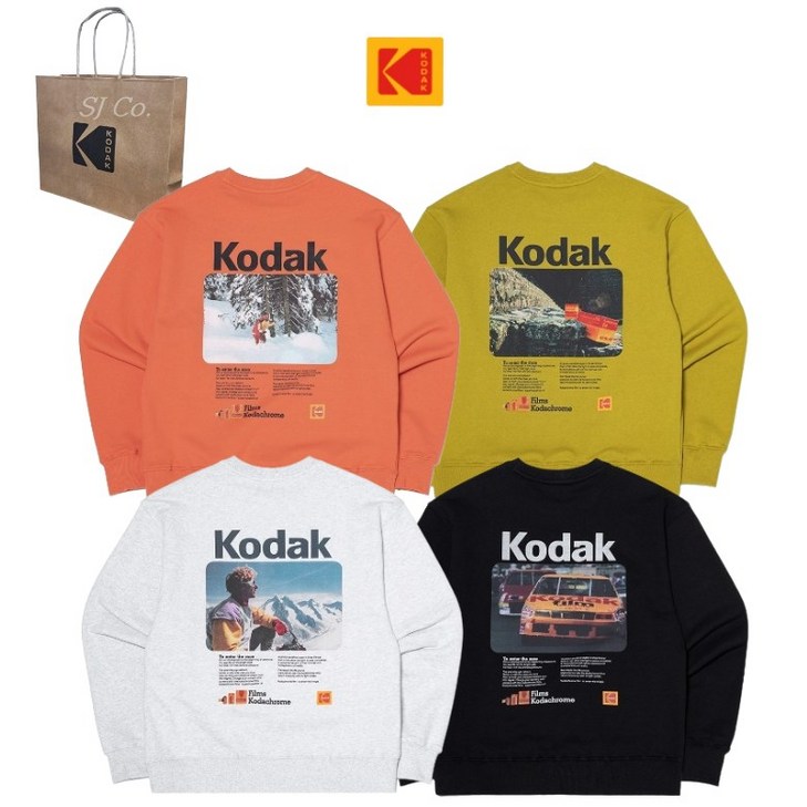 백화점판 코닥 맨투맨 긴팔 티셔츠 코다크롬 필름  쇼핑백