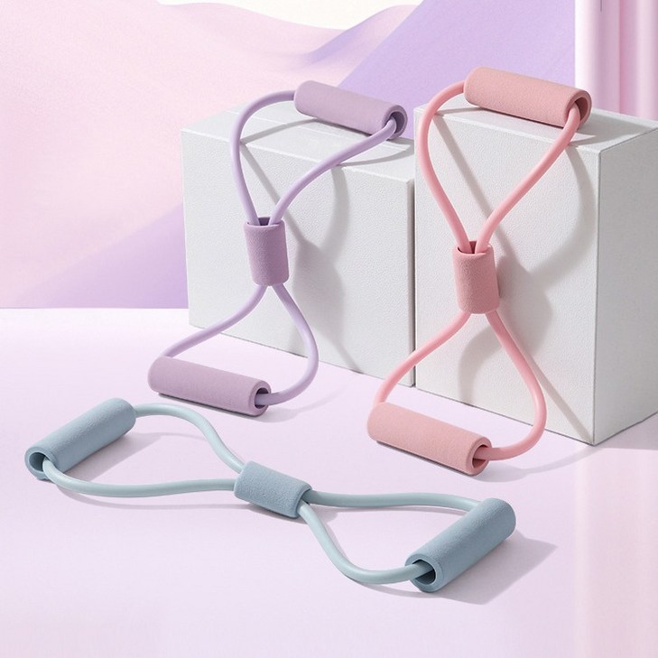 8자 탄력 밴드 가정용 홈피트 미끄럼방지 손잡이 팔 등 힙 라인 관리 운동기구