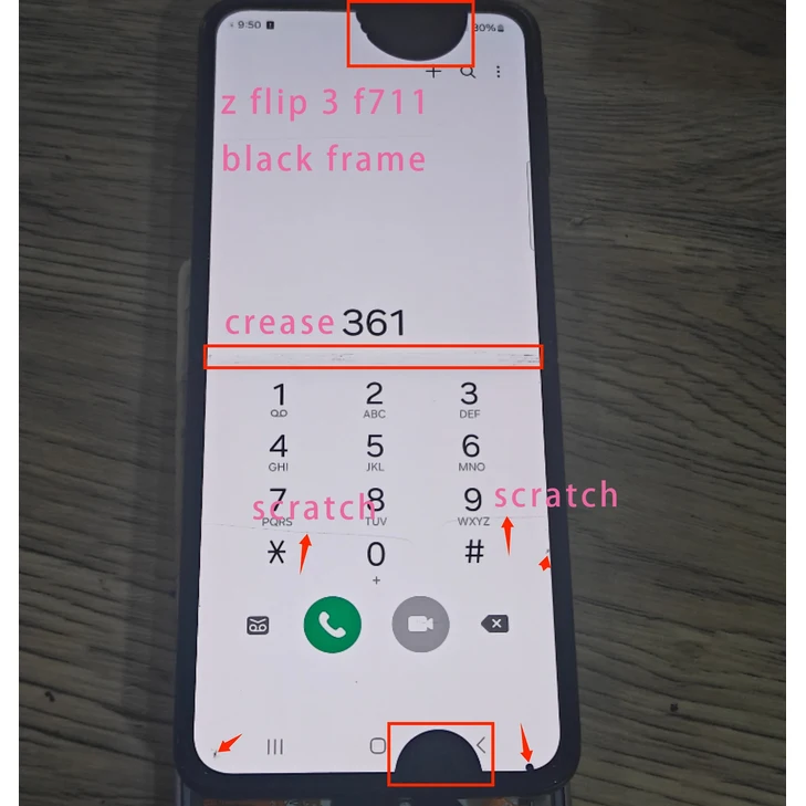 6.7인치 amoled, 삼성 Z 플립 3 F711 LCD 터치 스크린 디스플레이 어셈블리, 프레임 교체 포함 z 플립3용