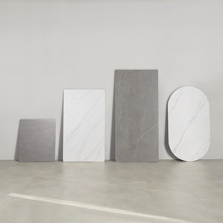 라로퍼니처 포세린 통 세라믹 식탁 테이블 상판만 2인 4인 6인 사각 원형 타원 프레임, 다리 제외, 원형 화이트