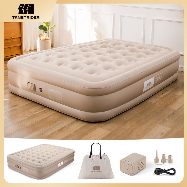 TANSTRIDER 에어침대 에어매트내장형 실내 캠핑 자충매트 높이40cm 휴대용 펌프베드 자동펌프 내장형 높이40cm 휴대용 캠핑  에어베드 매트리스 에어펌프 내장 캠핑 에어매트