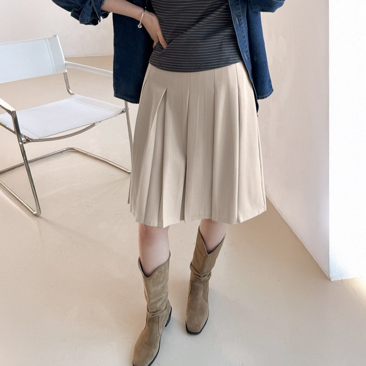 데일리앤 소베 미디 핀턱 플리츠 주름스커트 봄 여름 가을 하객룩