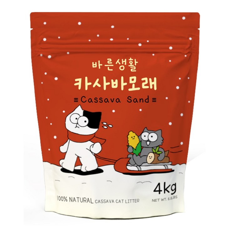 바른생활 먼지없는 카사바혼합입자 고양이모래, 무향, 1개, 4kg