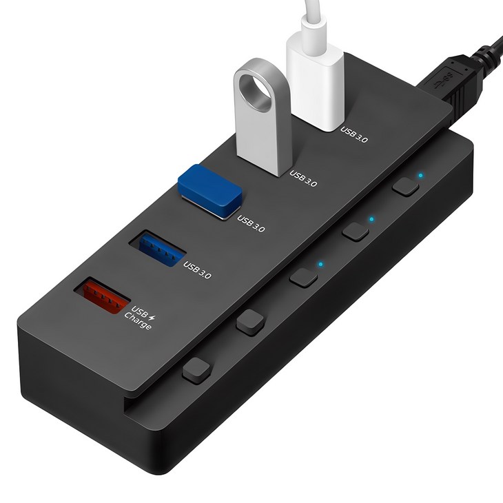 홈플래닛 5포트 USB3.0 유전원허브 HUB5PT USB4 충전1