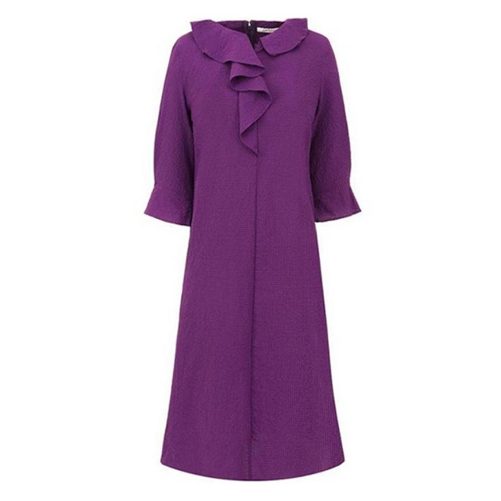 크로커다일레이디 버튼 포인트 소매 프릴넥 원피스 CLCMOP103