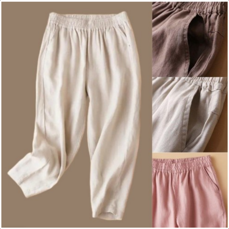 온타겟 여성 린넨 키작녀 바지 퀄리티 좋은 9부 밴딩 팬츠