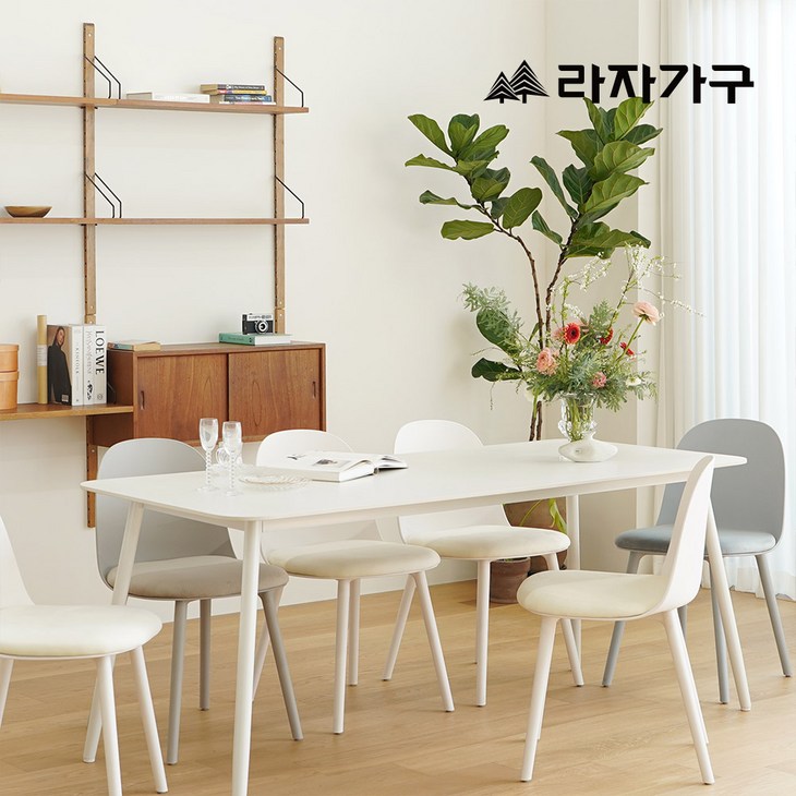 라자가구 에이프릴 세라믹 사각 6인 테이블 1800 식탁세트의자6개포함