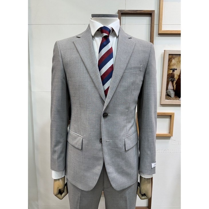 BON 24SS 베이지컬러 브로큰 미니 하운드투스 패턴 슬림 여름 정장세트 4075A