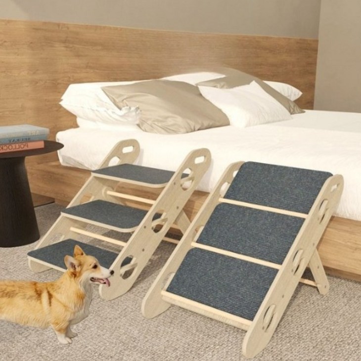 다렌 애완 계단 강아지 고양이 접이식 계단 강력하중 원목접이식 애완 계단 56.5cm38.5cm44.5cm