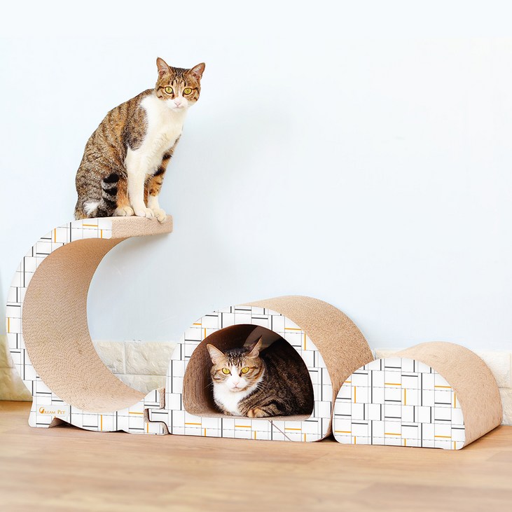 크림펫 고양이 대형 3단분리 고급형 스크래쳐  캣닢 하우스형