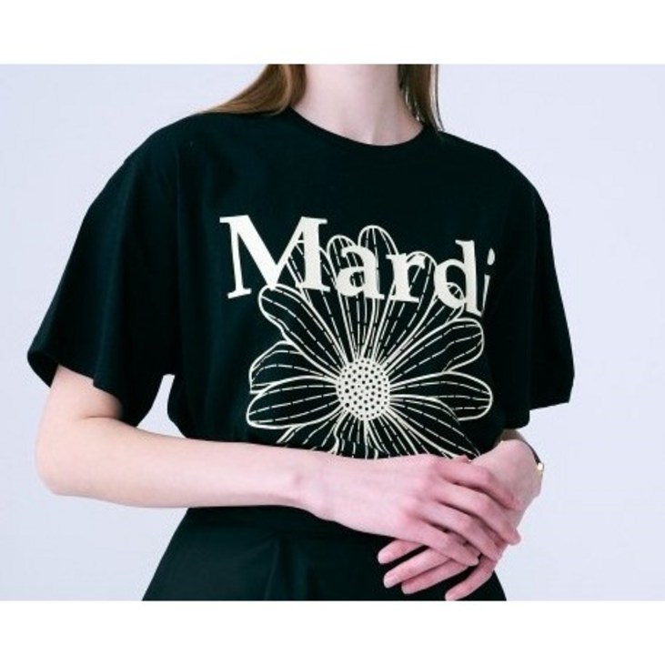 마르디메크르디) 반팔 티셔츠 블랙 크림 (MARDI MERCREDI) TSHIRT FLOWERMARDI_BLACK CREAM
