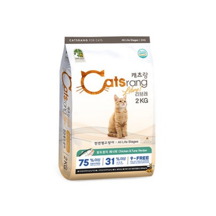 캐츠랑 NEW 전연령 올라이프 고양이 건식사료, 1개, 2kg, 닭  참치